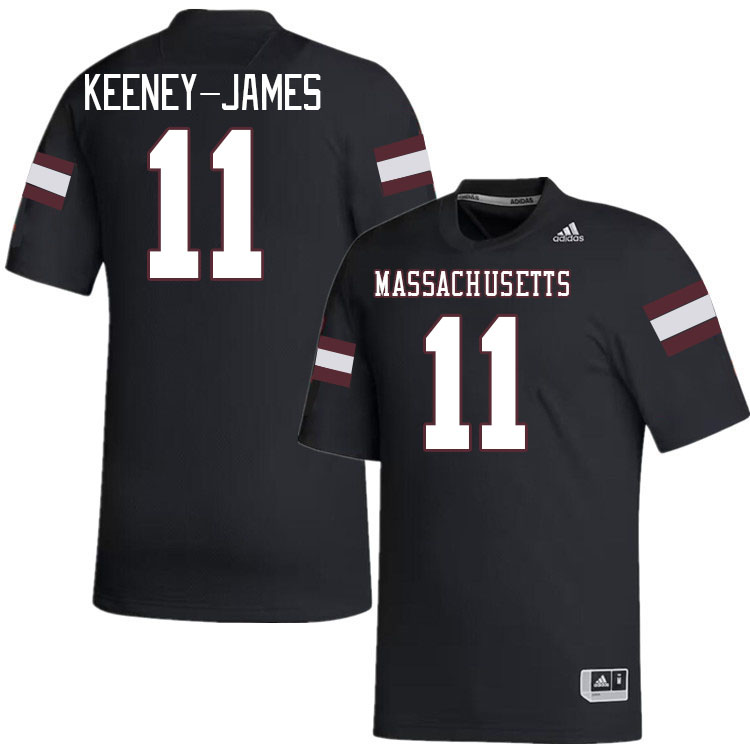 Massachusetts Minutemen #11 Jakobie Keeney-James College Football Jerseys Stitched-Black